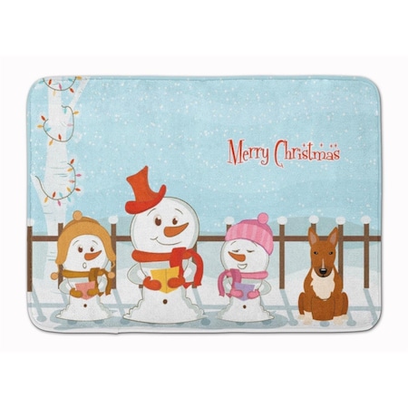Carolines Treasures Merry Christmas Bull Terrier Red Machine Washable Memory Foam Mat BB2465RUG